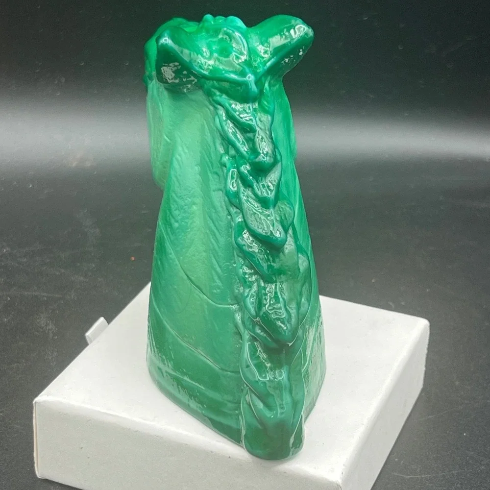 Vintage Jade Malachite Glass Horse Head Figurine‎ Czech Art Deco Hoffmann